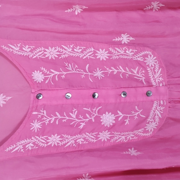 02530 Uncommon Threads + J. Jill pink embroidery blouse 2X - Picture 4 of 14